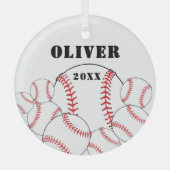 Baseball Sports Kids Keepsake Christmas Glas Ornament (Voorkant)