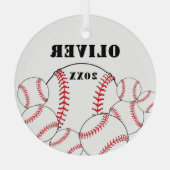 Baseball Sports Kids Keepsake Christmas Glas Ornament (Achterkant)