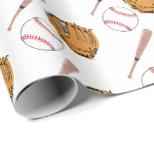 Baseball Sports Little Rookie Boy Baby shower Cadeaupapier (Rol Hoek)