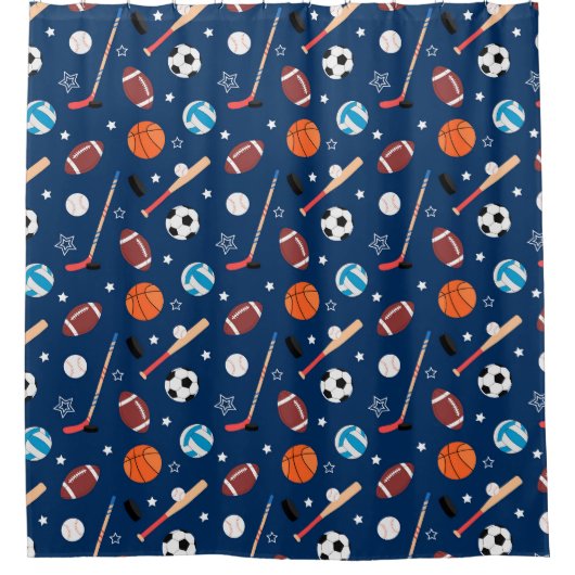 Baseball sports Pattern  Douchegordijn (Voorkant)