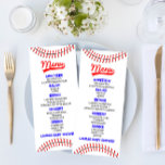 Baseball Sports Red Blue Baby shower Food Menu<br><div class="desc">Dit is een honkbal met het thema baby shower food menu. Het menu van het baby shower van de jongen het menu van de dessert van de eettafel van de drink</div>