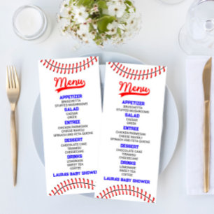 Baseball Sports Red Blue Baby shower Food Menu