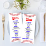 Baseball Sports Red Blue Birthday Food Menu<br><div class="desc">Dit is een honkbal met de naam het menu van verjaardagsvoedsel. Het menu van het jongensvoedsel bevat drinken het menu van de dessert-lijst van de eetlustaar</div>