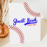 Baseball Sports Red Blue Party Gastenboek Reclamebord Met Voetstuk<br><div class="desc">Dit is een Baseball Sports Red Blue Party Gastenboek bord!</div>