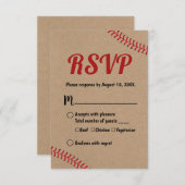 Baseball Sports Rustic Kraft Weddenschap RSVP Reac (Voorkant / Achterkant)