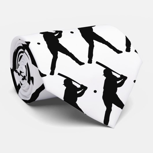 BaseBall Sports Stropdas Zwart Wit (Opgerold)