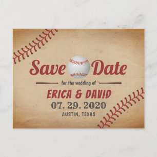 Baseball Sports Wedding Save the Date Aankondigingskaart
