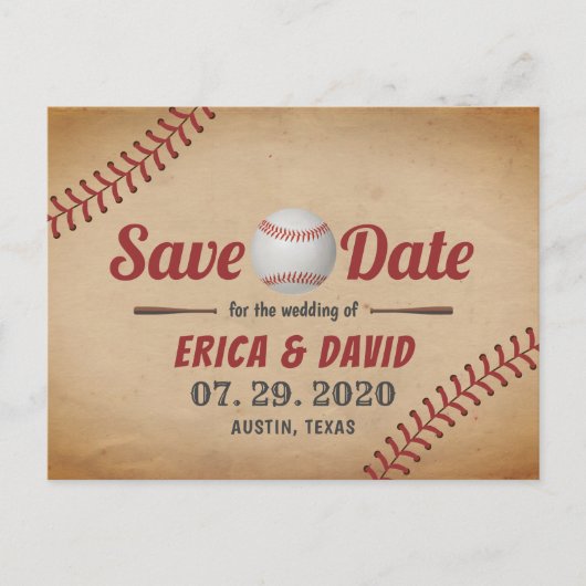  Baseball Sports Wedding Save the Date Aankondigingskaart (Voorkant)