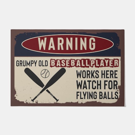 Baseball Sports Welcome Mat, Funny Baseball Doorma Deurmat (Voorkant)