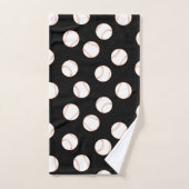 Baseball Sports White Baseball Pattern Black BG Bad Handdoek (Handdoek)