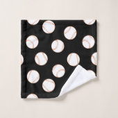 Baseball Sports White Baseball Pattern Black BG Bad Handdoek (Wasdoekje)