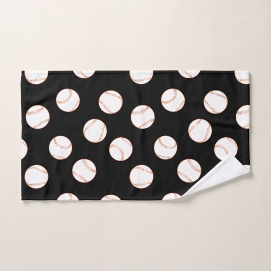 Baseball Sports White Baseball Pattern Black BG Bad Handdoek (Handdoek)