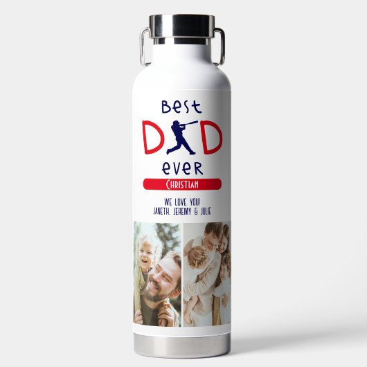 Baseball Sportsport Beste vader ooit Fotofeesten D Waterfles (Voorkant)