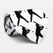 Baseball Sportstrop Zwart Wit Stropdas (Opgerold)