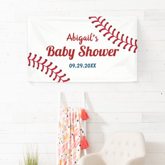 Baseball Sportthema Baby shower Welkomstwoord Spandoek (Insitu)