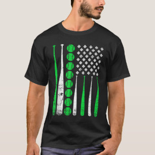 Baseball St Patricks Day American Flag Sha T-shirt