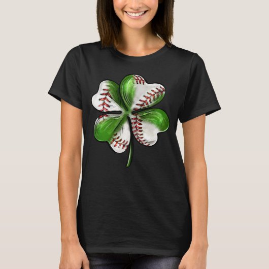 Baseball St Patrick's Day Four Leaf C Irish Mannen T-shirt (Voorkant)