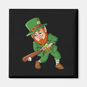 Baseball St Patricks Day Leprechaun Hitter Batter Magneet