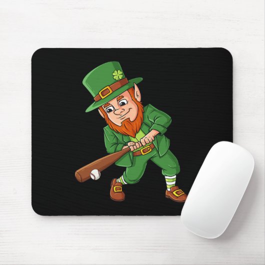 Baseball St Patricks Day Leprechaun Hitter Batter Muismat (Met muis)