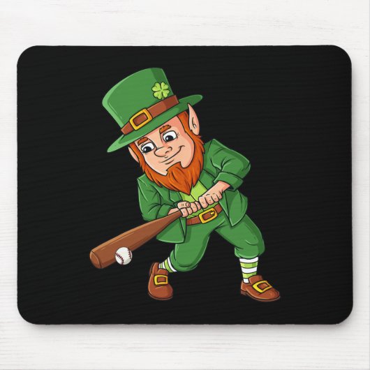 Baseball St Patricks Day Leprechaun Hitter Batter Muismat (Voorkant)