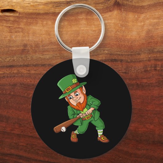 Baseball St Patricks Day Leprechaun Hitter Batter Sleutelhanger (Achterkant)