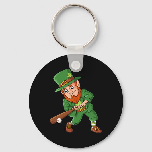 Baseball St Patricks Day Leprechaun Hitter Batter Sleutelhanger (Achterkant)