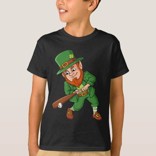 Baseball St Patricks Day Leprechaun Hitter Batter T-shirt (Voorkant)