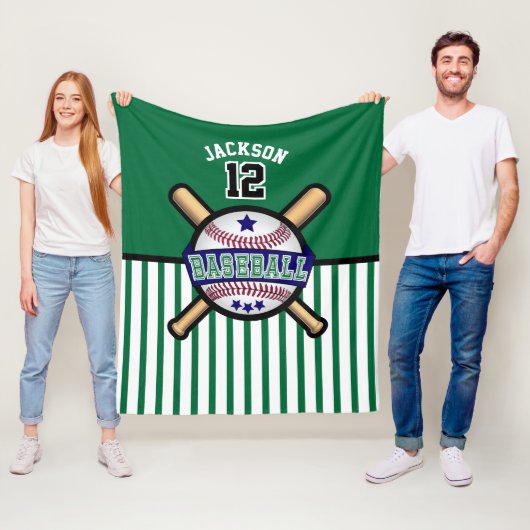 Baseball ⚾ Star - Donkerblauw en groen Fleece Deken (In situ)