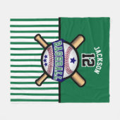 Baseball ⚾ Star - Donkerblauw en groen Fleece Deken (Voorkant (Horizontaal))