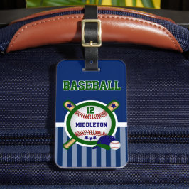 Baseball Star in donkerblauw en groen Bagagelabel