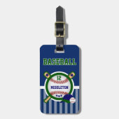 Baseball Star in donkerblauw en groen Bagagelabel (Voorkant verticaal)