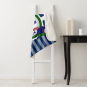 Baseball Star in donkerblauw en groen Sherpa Deken (In situ)