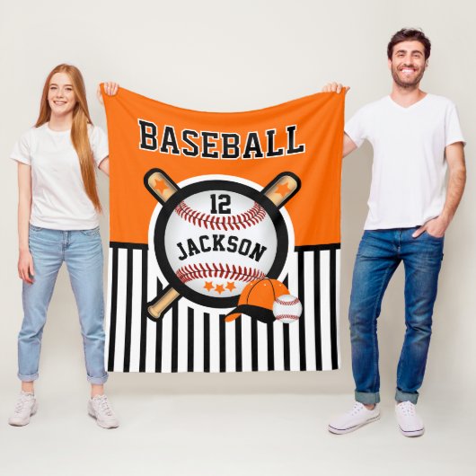 Baseball ⚾ Star - Oranje en zwart Fleece Deken (In situ)