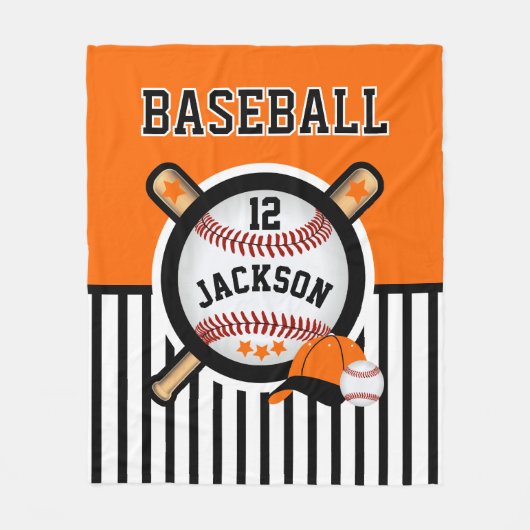 Baseball ⚾ Star - Oranje en zwart Fleece Deken (Voorkant)