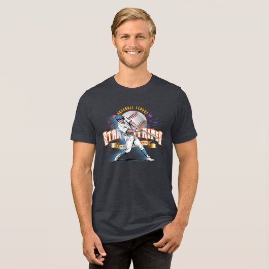 Baseball Stars & Stripes (D. mode) | Men Tri-Blend Shirt (Voorkant volledig)