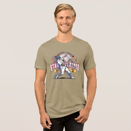Baseball Stars & Stripes | Men Tri-Blend Shirt (Voorkant volledig)