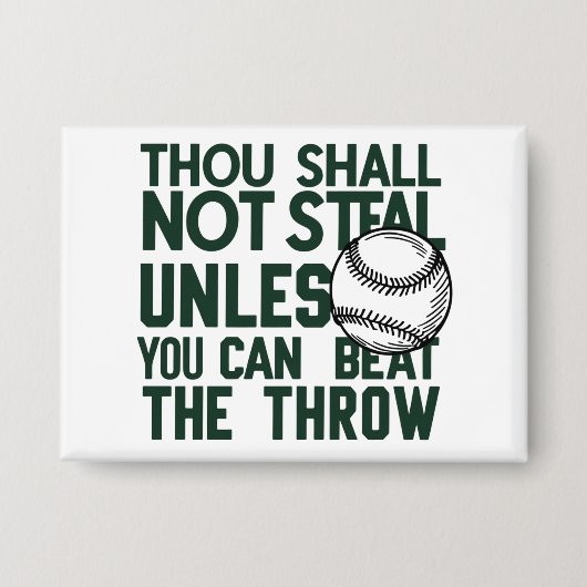 Baseball Stealing Humor Shirt Button (Voorkant)