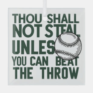 Baseball Stealing Humor Shirt Glas Ornament