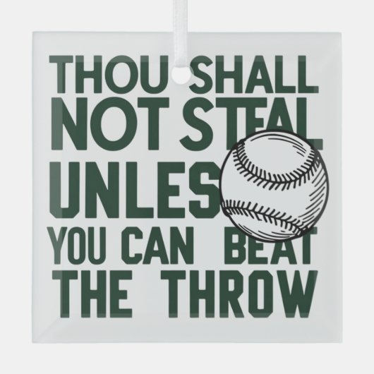 Baseball Stealing Humor Shirt Glas Ornament (Voorkant)
