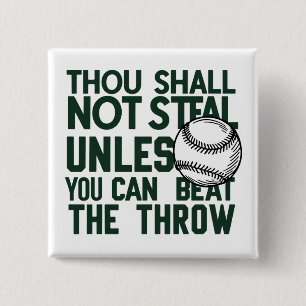 Baseball Stealing Humor Shirt Vierkante Button 5,1 Cm