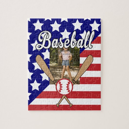 Baseball sterren en strepen foto-lijst legpuzzel (Verticaal)