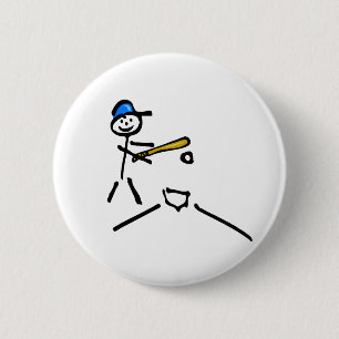 Baseball Stick Figuur Ronde Button 5,7 Cm