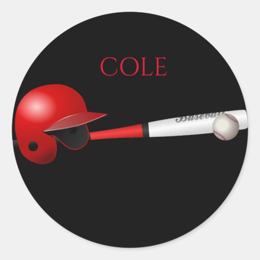 BASEBALL STICKER MET NAAM VAN HET KIND. (Voorkant)