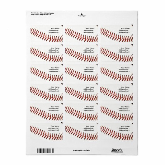 baseball stiksels adreslabel etiket (Full Sheet)