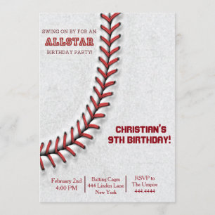 Baseball Stitch Birthday-uitnodigingen Kaart