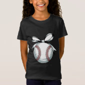 Baseball Stitch Bow Design T-shirt (Voorkant)