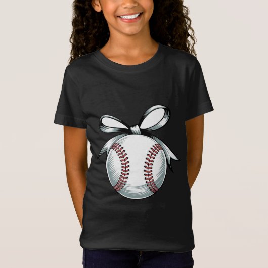 Baseball Stitch Bow Design T-shirt (Voorkant)