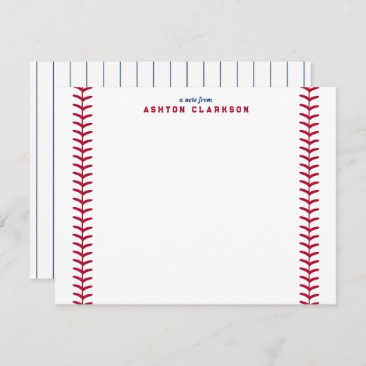 Baseball Stitch en Jersey Stripe Note Kaart (Voorkant / Achterkant)
