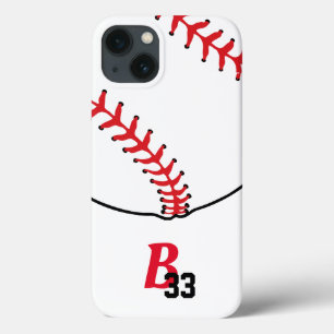 Baseball Stitches Monogram en Team Number Case-Mate iPhone Case