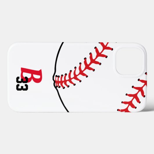 Baseball Stitches Monogram en Team Number Case-Mate iPhone Case (Achterkant (horizontaal))